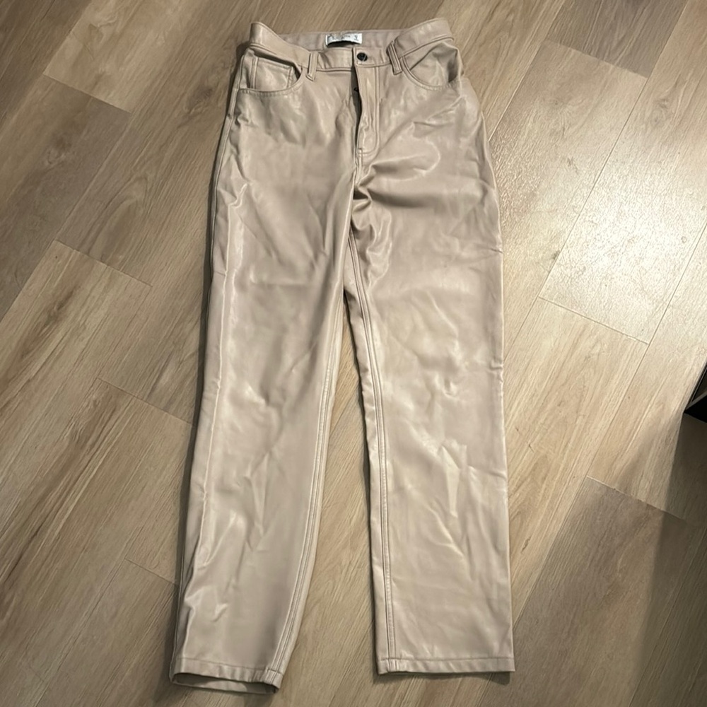 A&F Beige Faux Leather Pants
